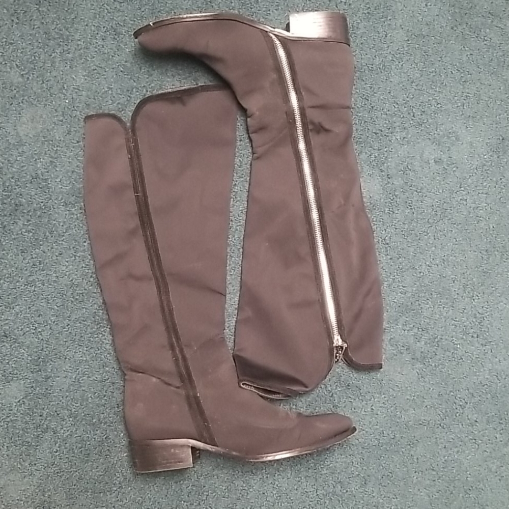 Donald J. Pliner black boots with velvet trim